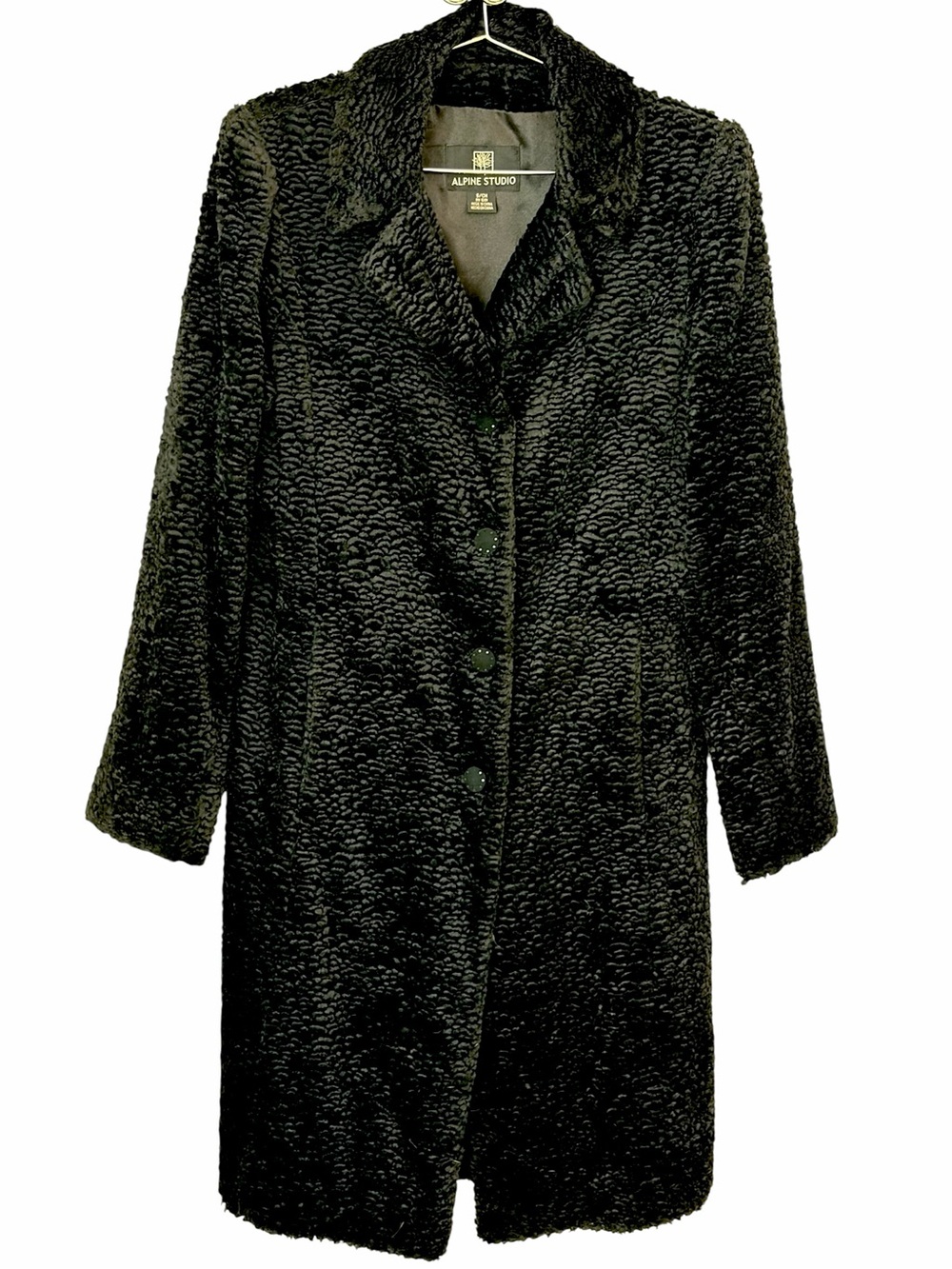 Glamorous Black Faux Persian Lamb Fur Long Coat